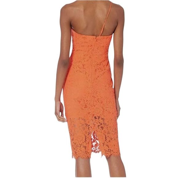 Bardot Dress Womens XL Orange Lace One Shoulder - Picture 3 of 9